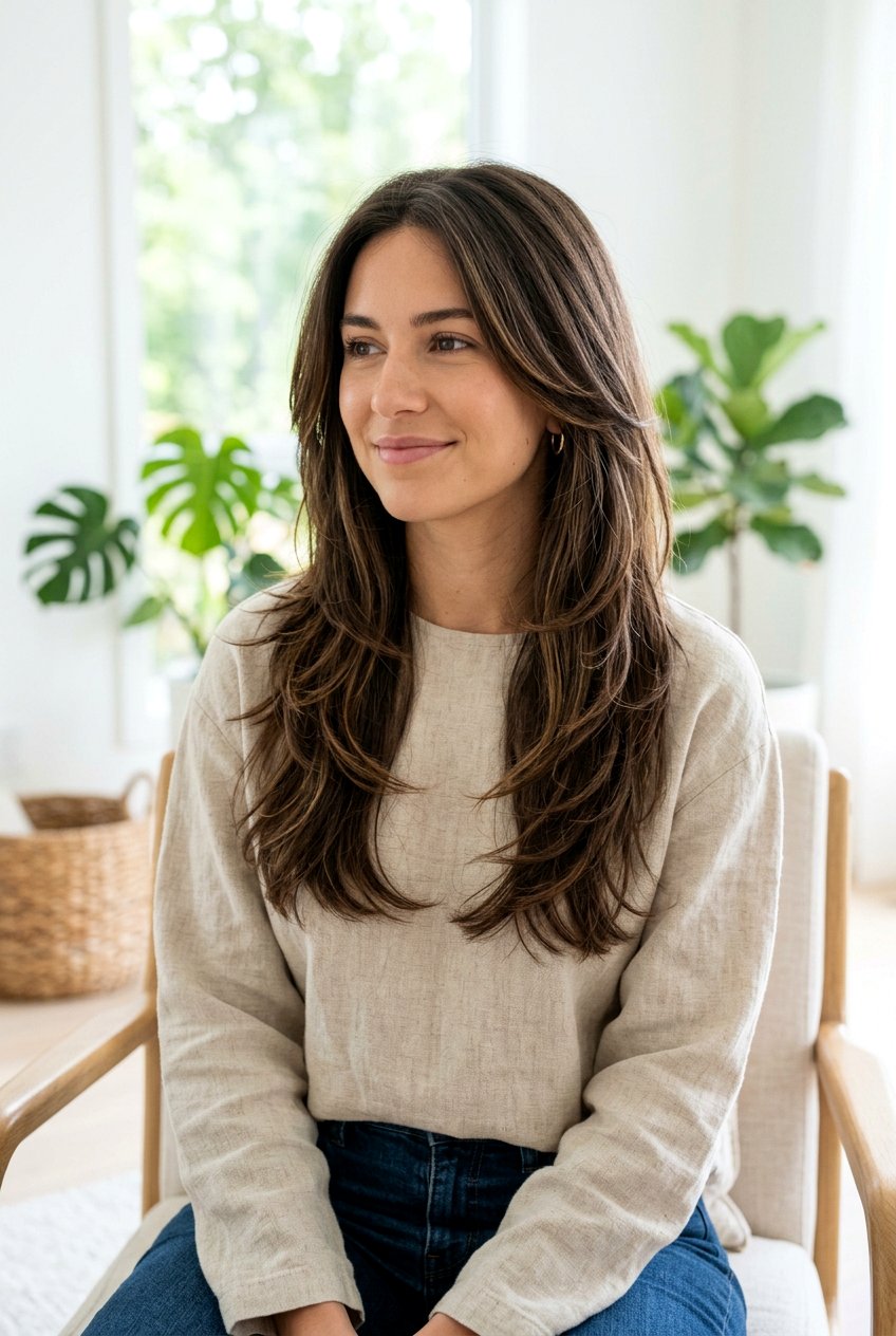 Long Layered Haircut With Soft Textured Layers For Thick Straight Hair - 20 layered haircut for long thick straight hair - 20 layered haircut for long thick straight hair