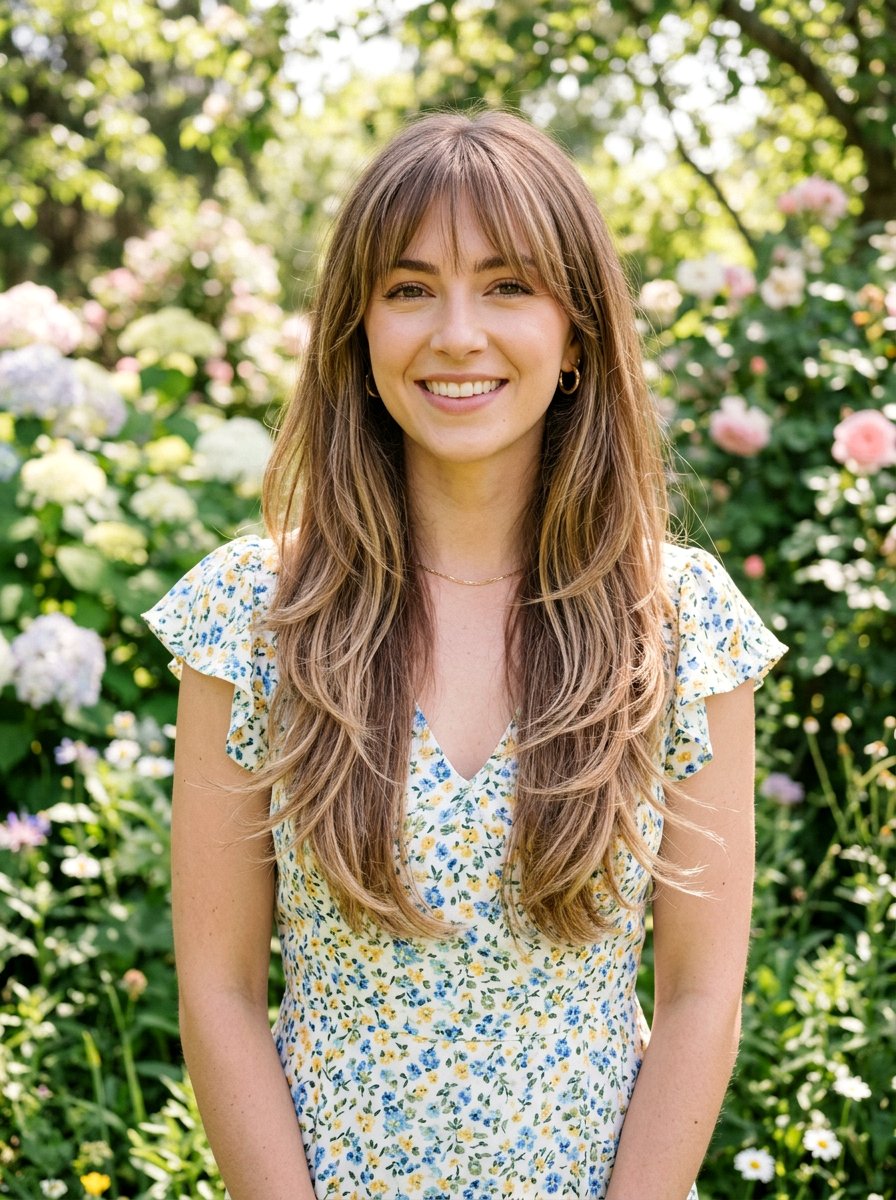 Long Layered Haircut With Wispy Bangs - 20 cute long haircut ideas with bangs - 20 cute long haircut ideas with bangs