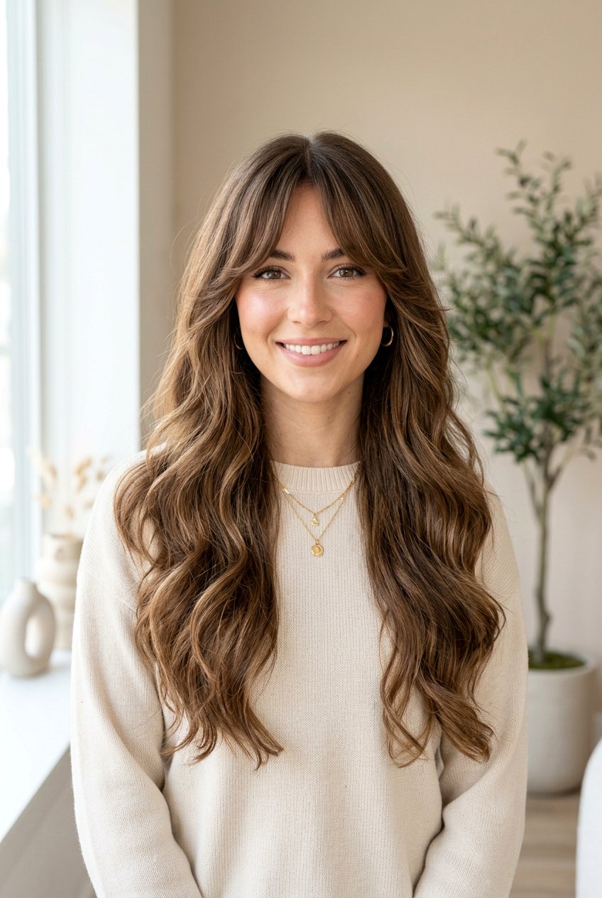 Long Layered Haircut with Curtain Bangs - 20 glamorous long haircut with layers - 20 glamorous long haircut with layers