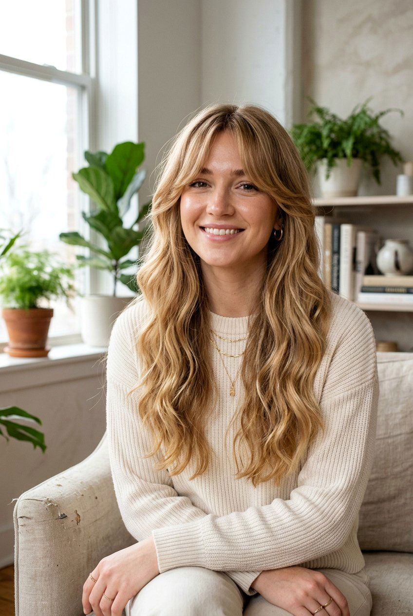 Long Layered Haircut with Curtain Bangs and Waves - 20 glamorous long haircut with layers - 20 glamorous long haircut with layers