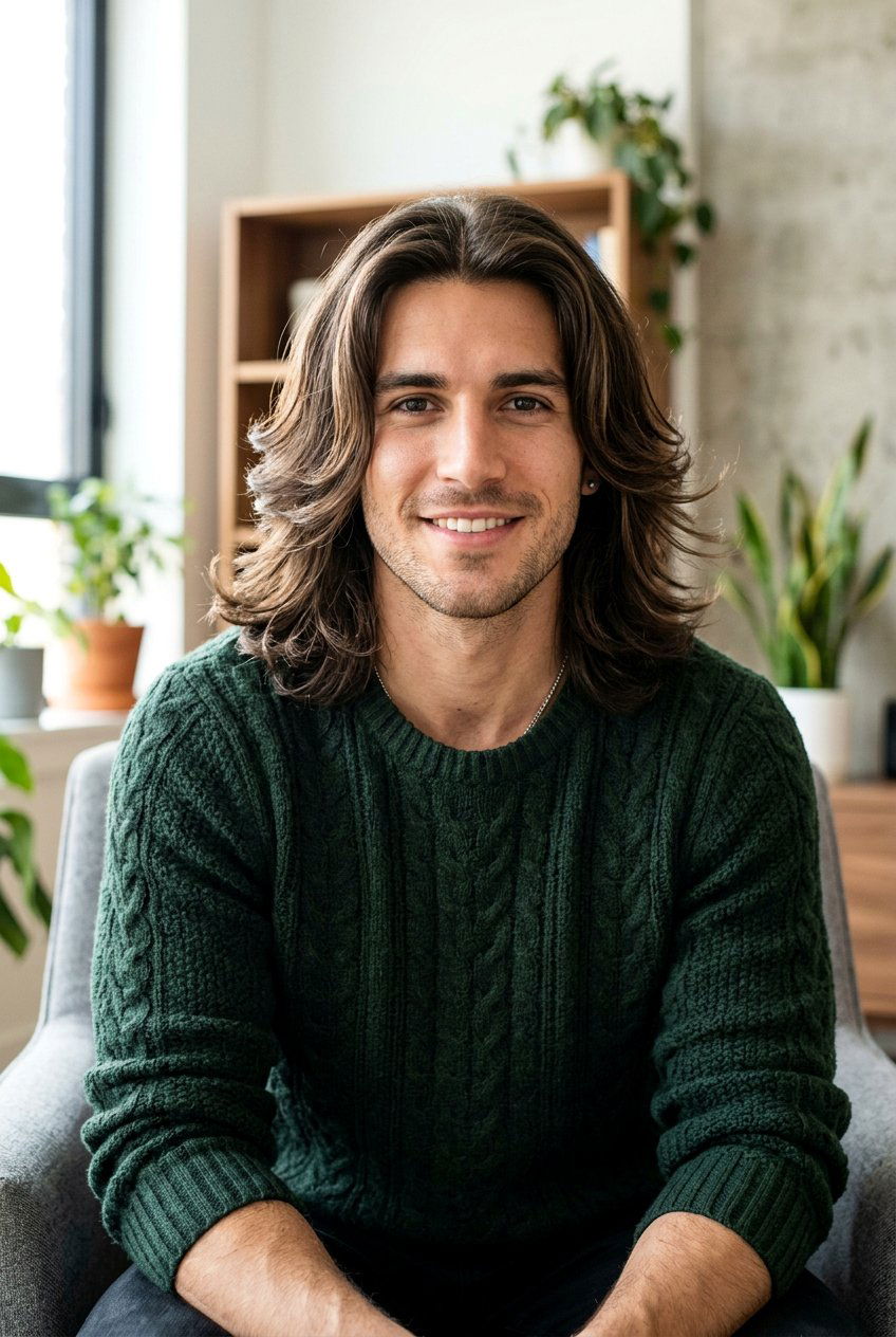 Long Layered Middle Part - 20 long layered haircut for men - 20 long layered haircut for men