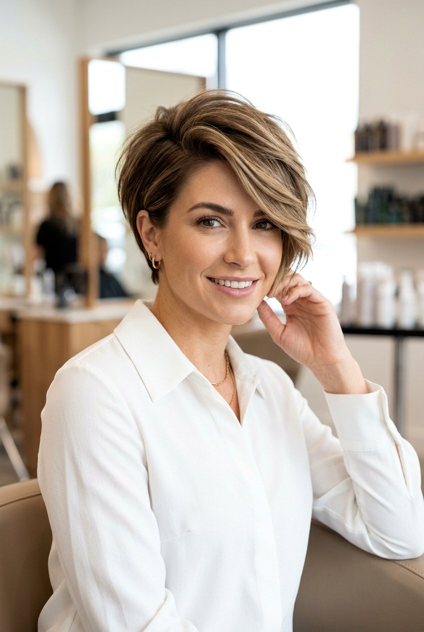 Long Layered Pixie With Deep Side Part - 20 long pixie with layers - 20 long pixie with layers