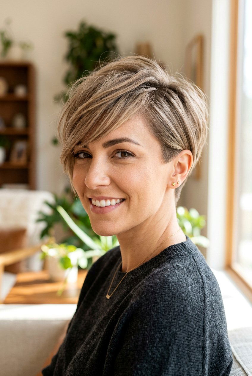 Long Layered Pixie With Side Swept Bangs - 20 long pixie with layers - 20 long pixie with layers