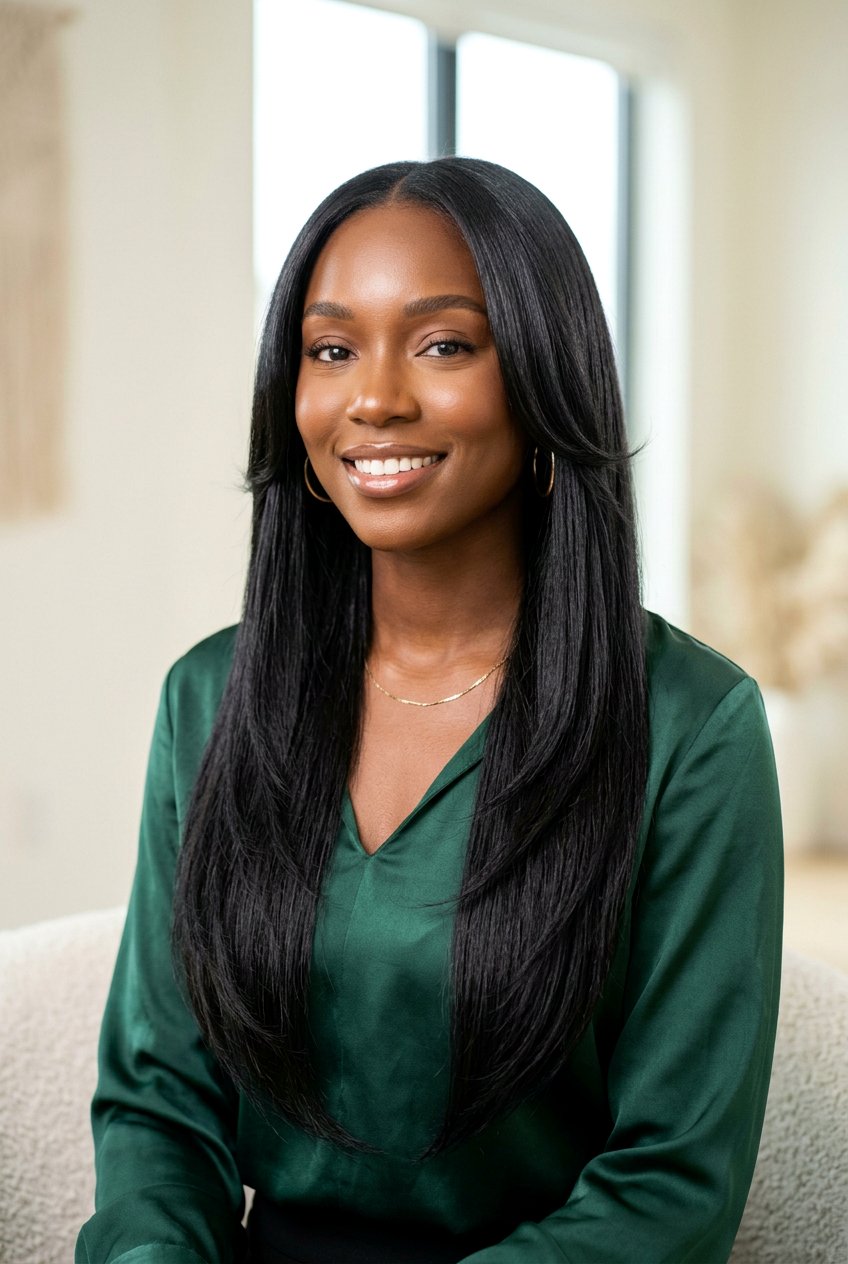 Long Layered Straight Hair - 20 black women office hairstyle ideas - 20 black women office hairstyle ideas