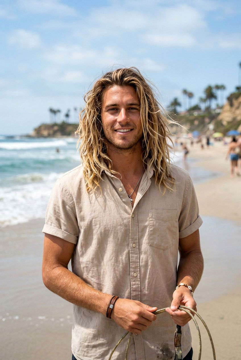 Long Layered Surfer Hair - 20 long layered haircut for men - 20 long layered haircut for men