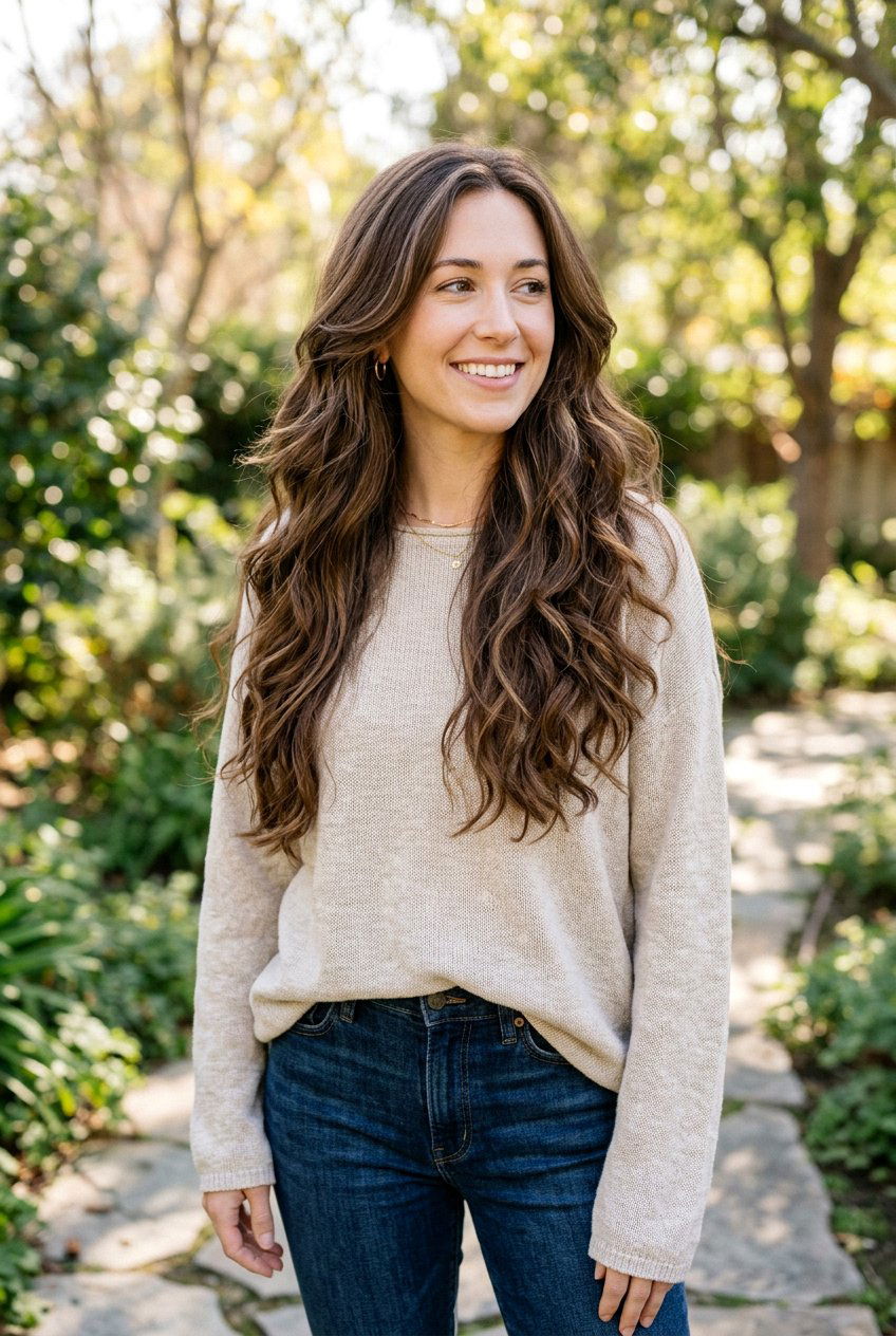 Long Layered Wavy Hair With Natural Flow - 20 low maintenance wavy haircut - 20 low maintenance wavy haircut