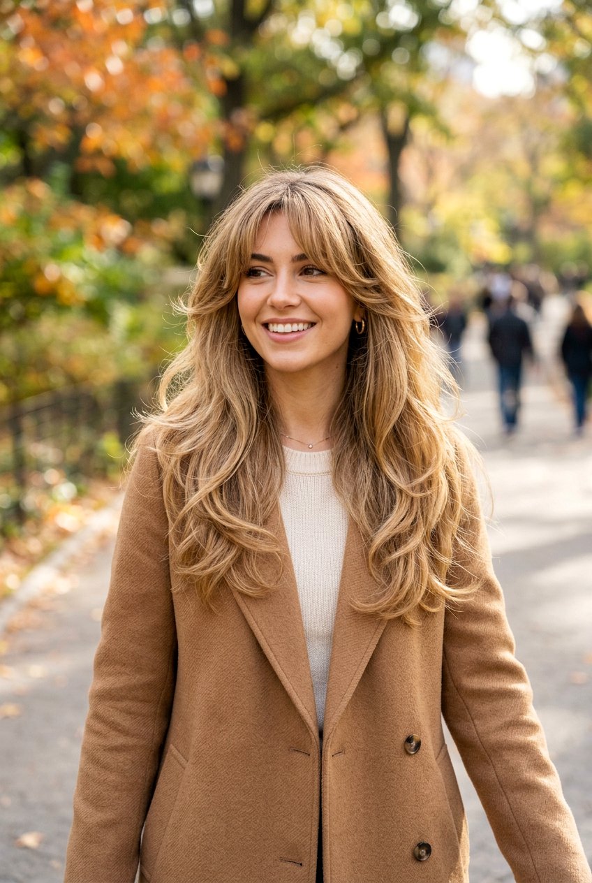 Long Layered With Curtain Bangs - 20 airy layered haircut for thick hair women - 20 airy layered haircut for thick hair women