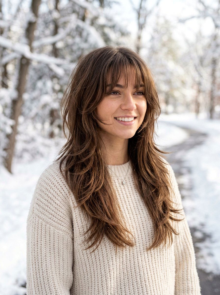 Long Layered Wolf Cut With Soft Bangs - 20 layered wolf cut with soft bangs - 20 layered wolf cut with soft bangs