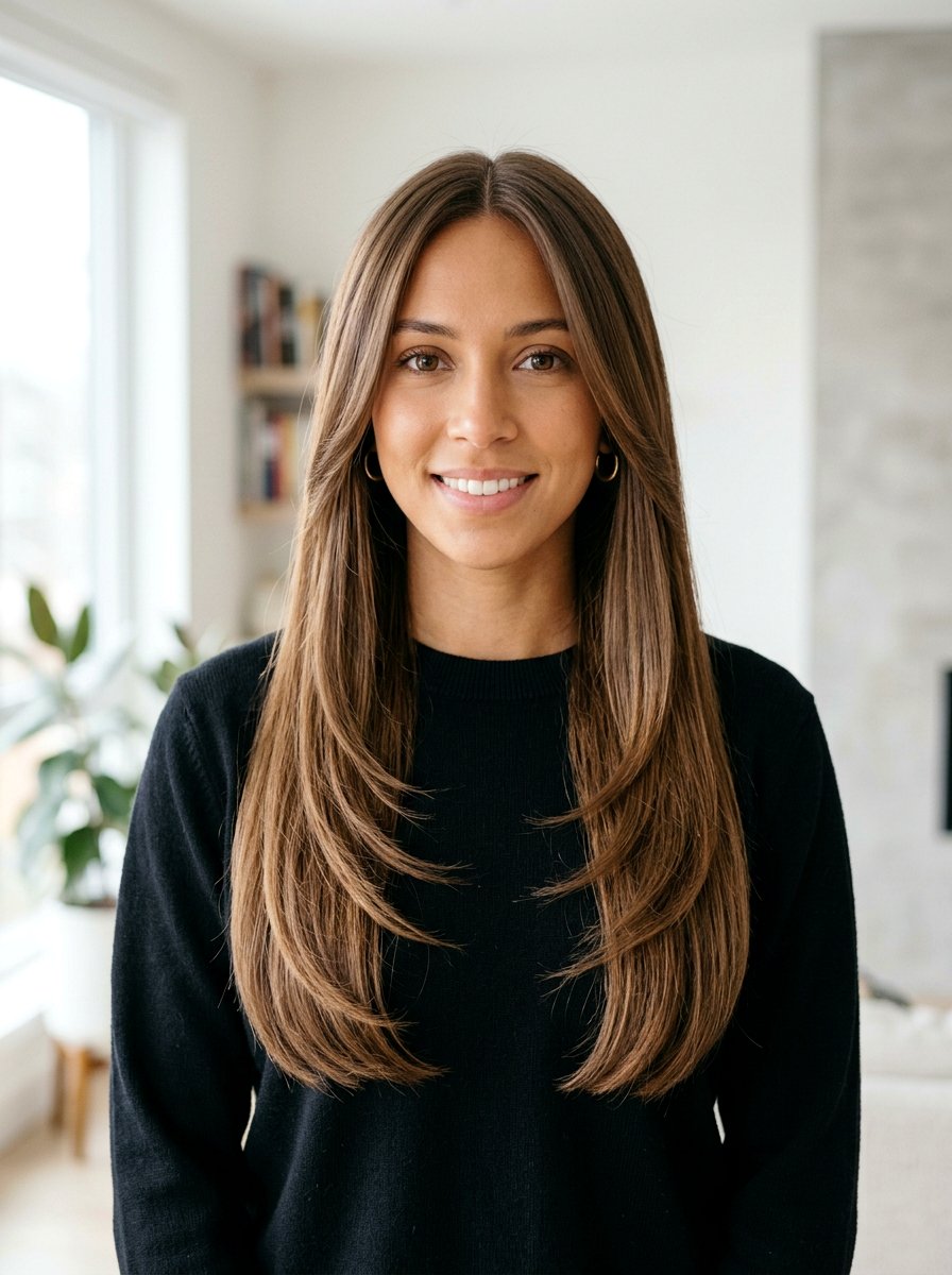 Long Layers With A Middle Part - 20 polished long layers haircut - 20 polished long layers haircut