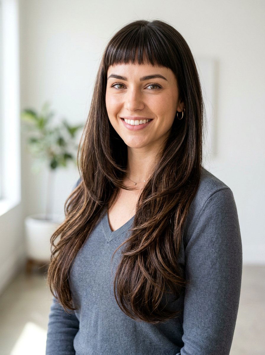 Long Layers With Baby Bangs - 20 polished long layers haircut - 20 polished long layers haircut