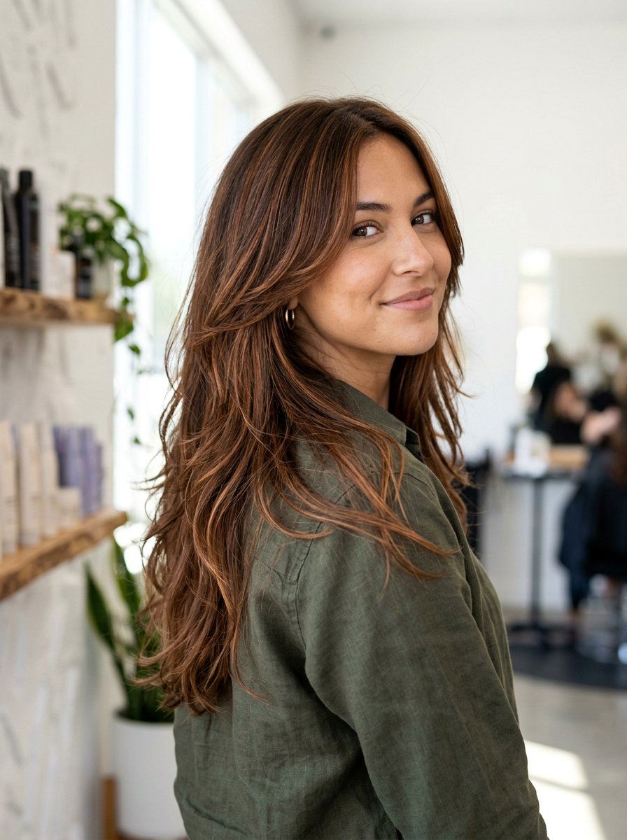 Long Layers With Copper Babylights - 20 dimensional copper for long layers - 20 dimensional copper for long layers