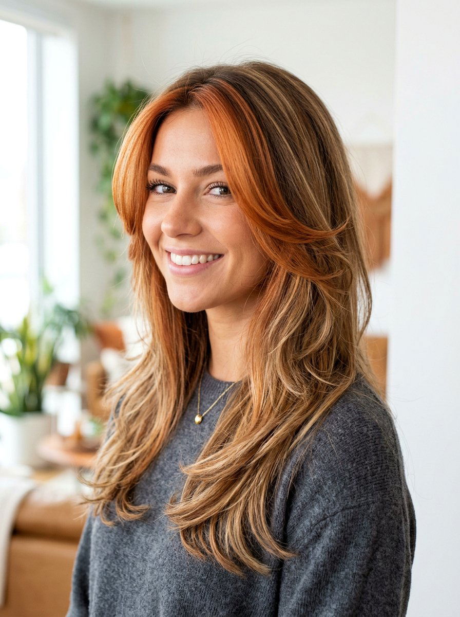 Long Layers With Copper Face Framing Pieces - 20 dimensional copper for long layers - 20 dimensional copper for long layers