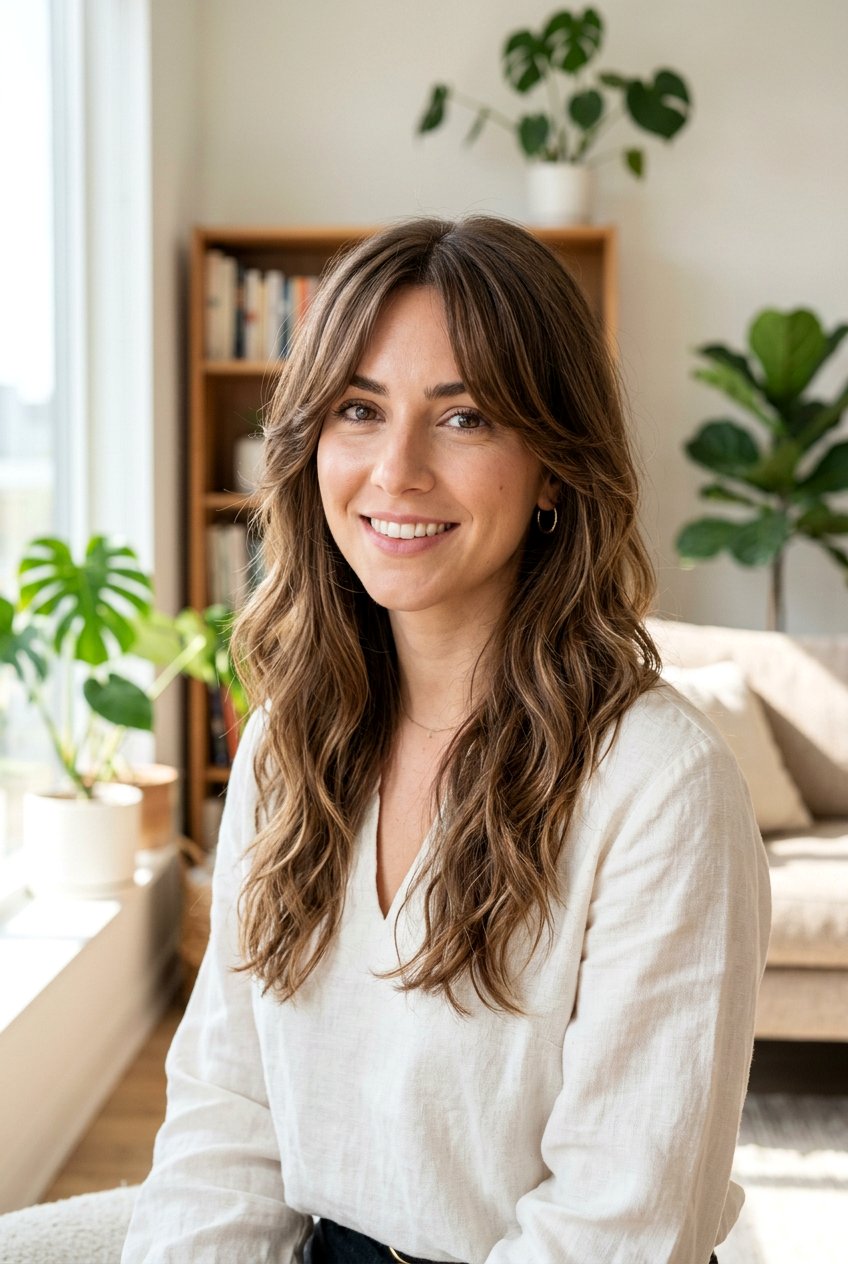 Long Layers With Curtain Bangs - 20 long layers for square face women - 20 long layers for square face women