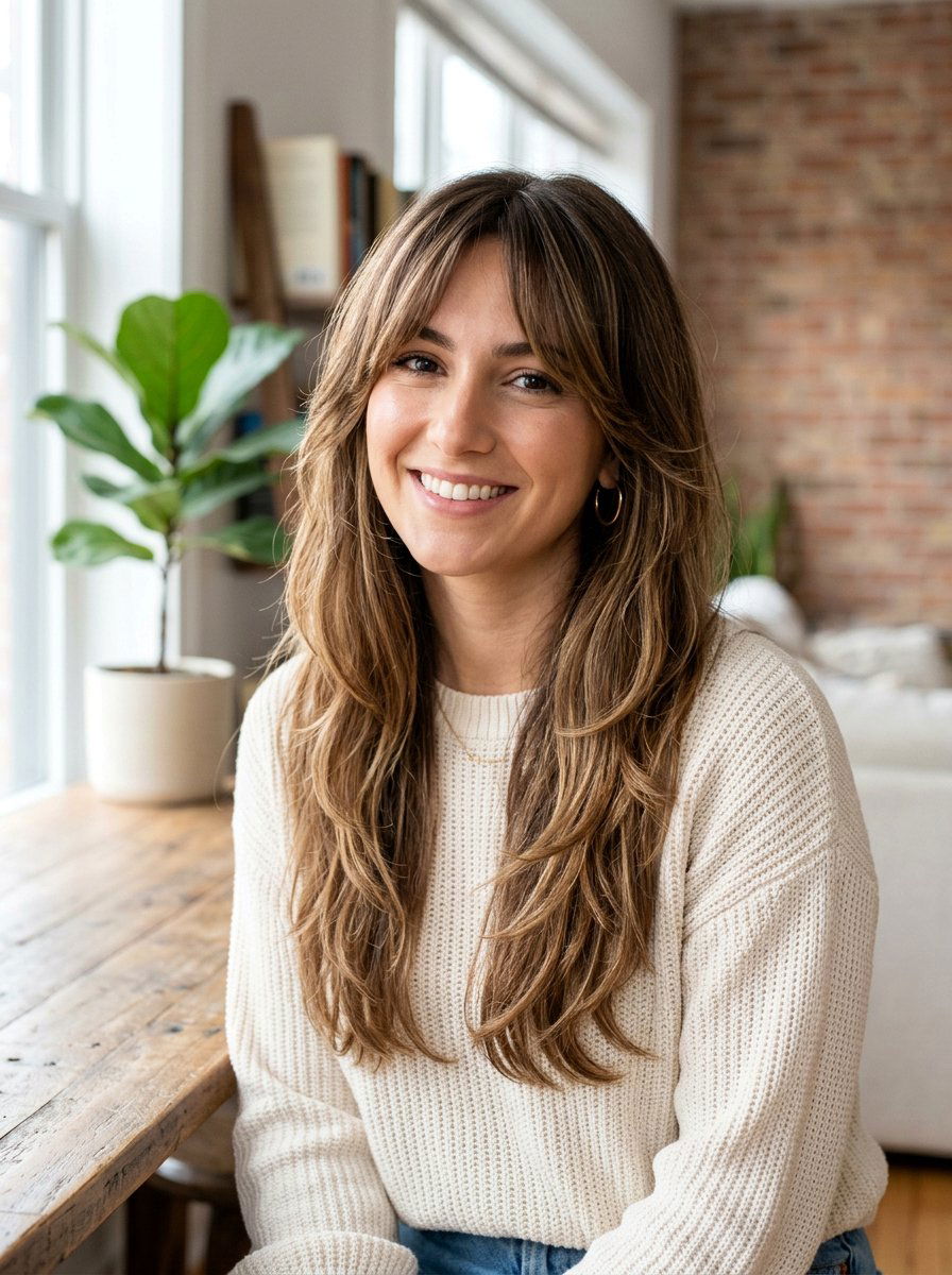 Long Layers With Curtain Bangs - 20 simple hairstyle for long layers and bangs - 20 simple hairstyle for long layers and bangs