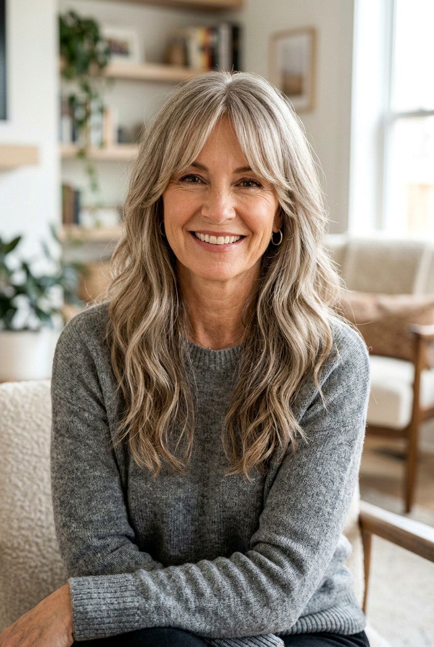 Long Layers With Curtain Bangs - 20 long soft layers for mature women - 20 long soft layers for mature women