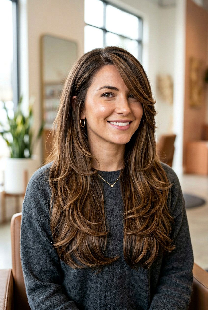 Long Layers With Face Framing And Deep Side Part - 20 long haircut with deep side part - 20 long haircut with deep side part