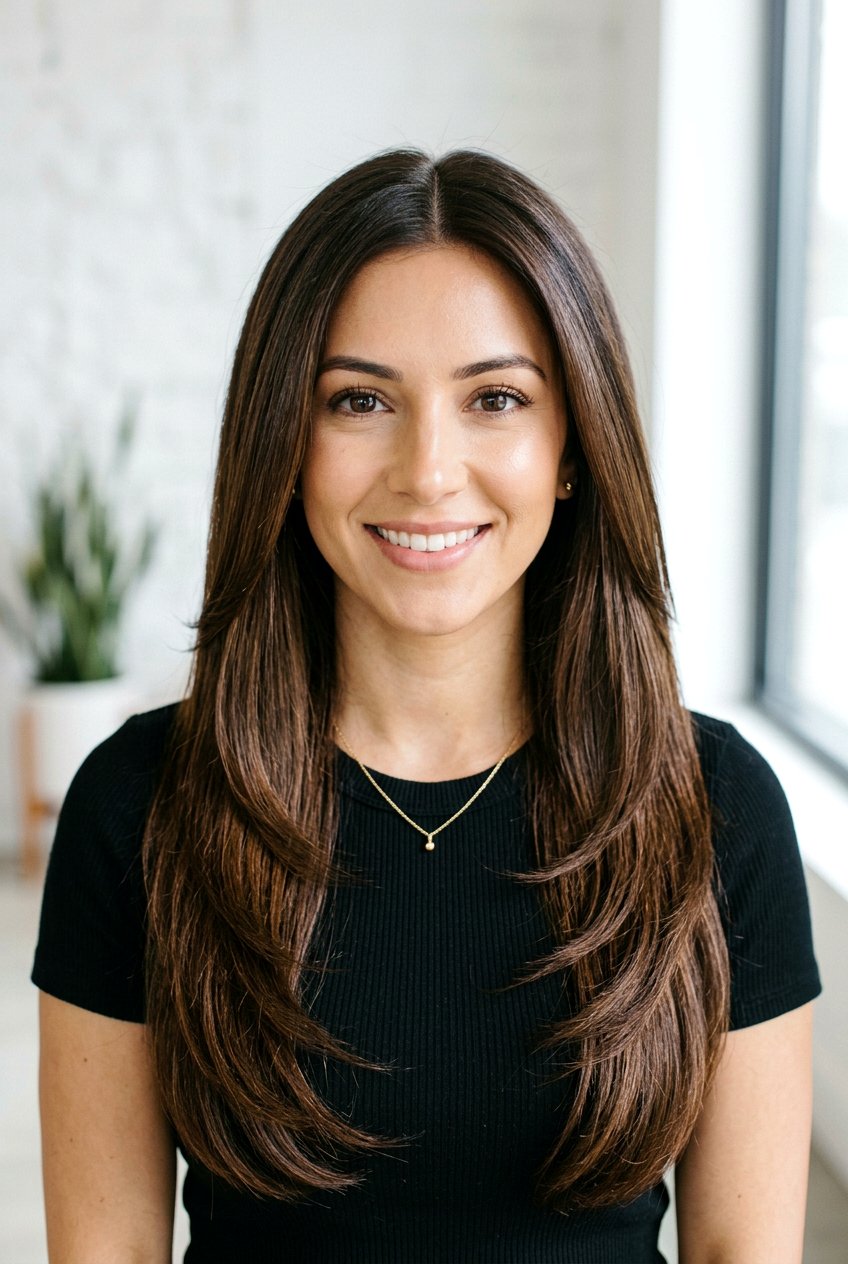 Long Layers With Middle Part - 20 long soft layers for mature women - 20 long soft layers for mature women