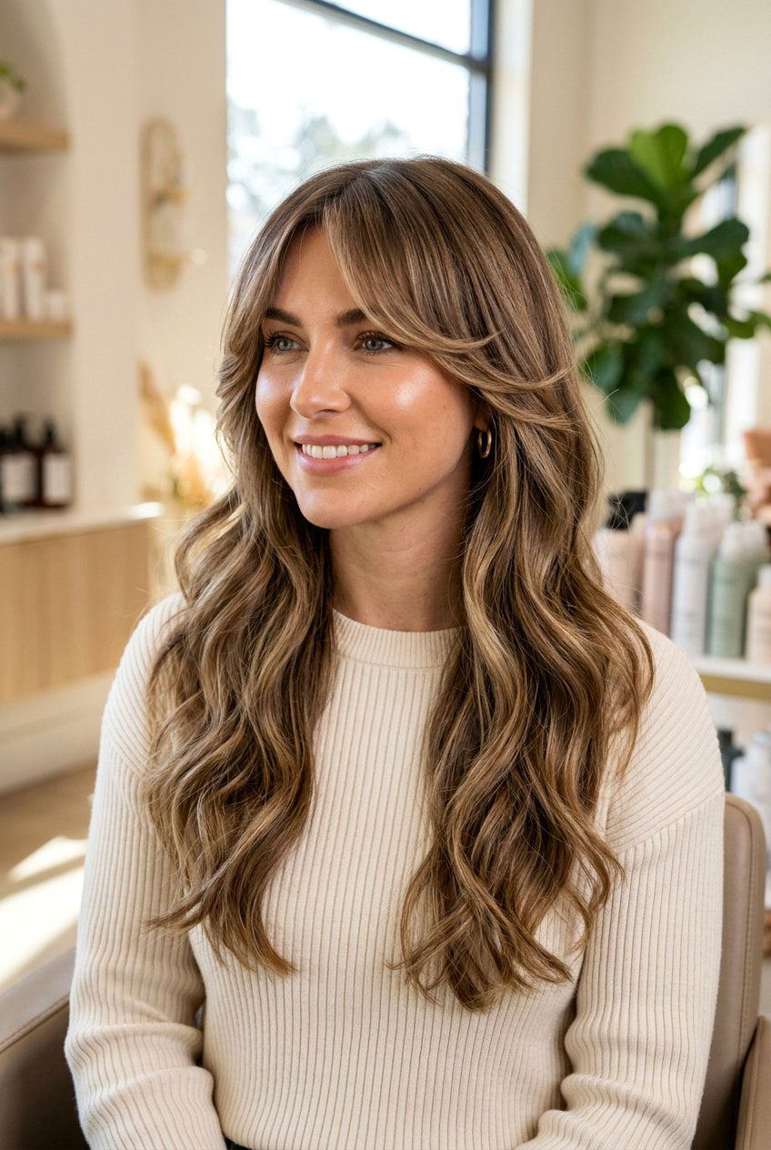 Long Layers With Side Bangs - 20 haircuts for heart shaped face - 20 haircuts for heart shaped face