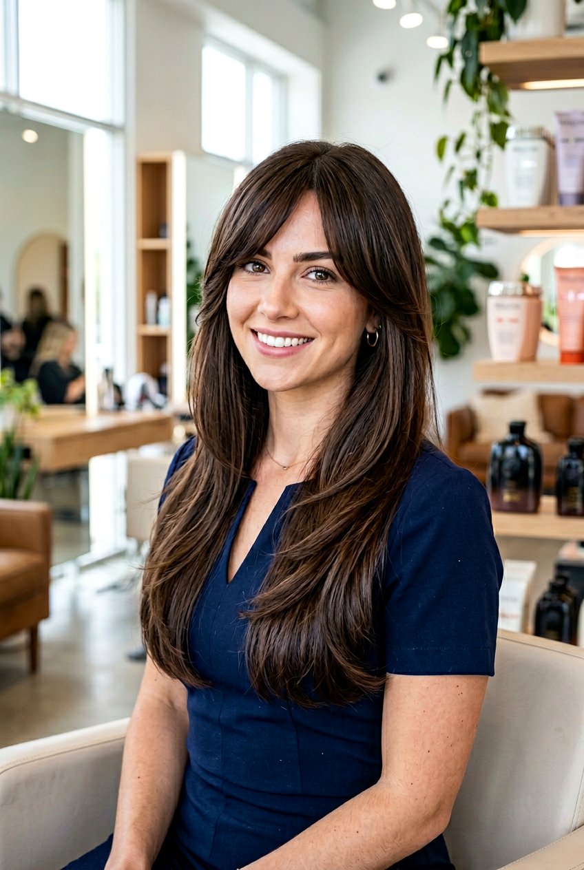 Long Layers With Side Swept Bangs - 20 long soft layers for mature women - 20 long soft layers for mature women