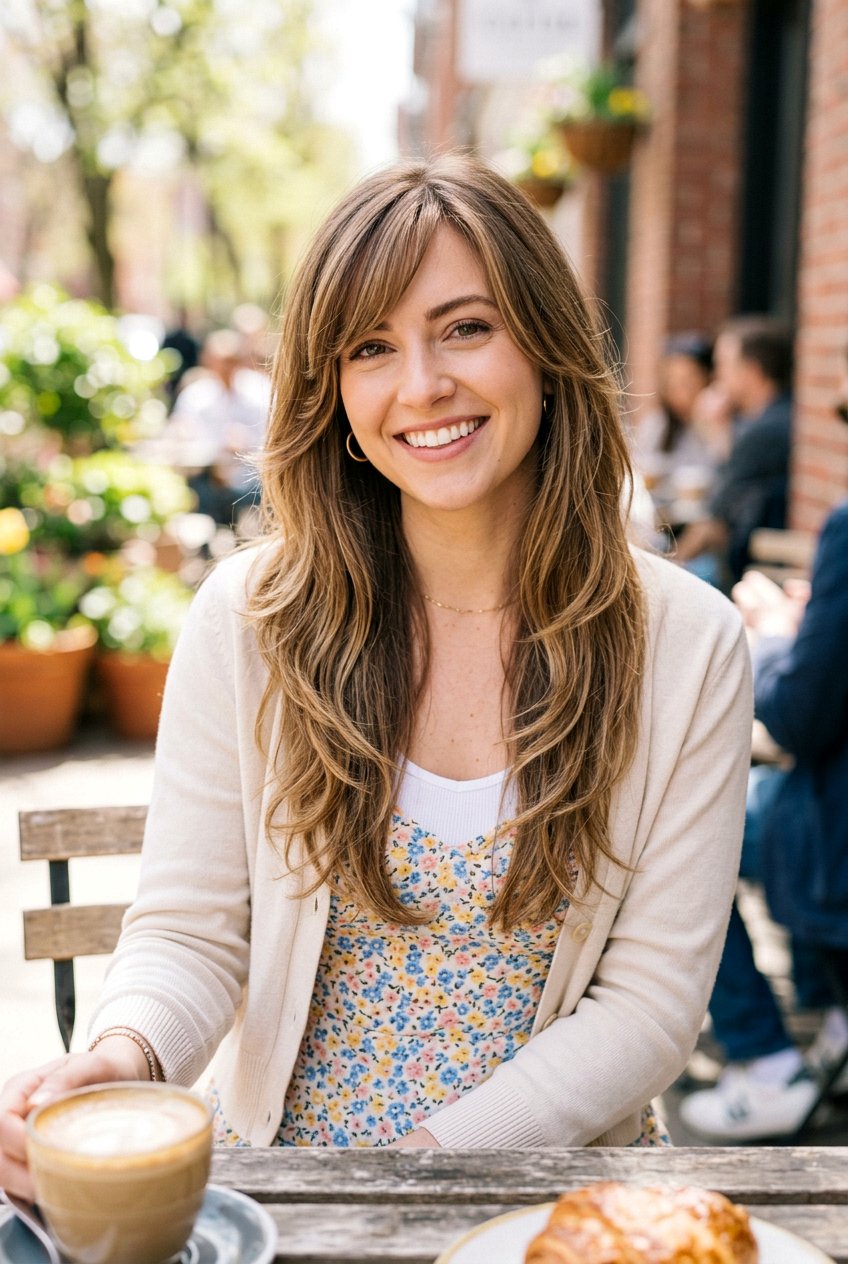 Long Layers With Side Swept Bangs - 20 long layers for square face women - 20 long layers for square face women