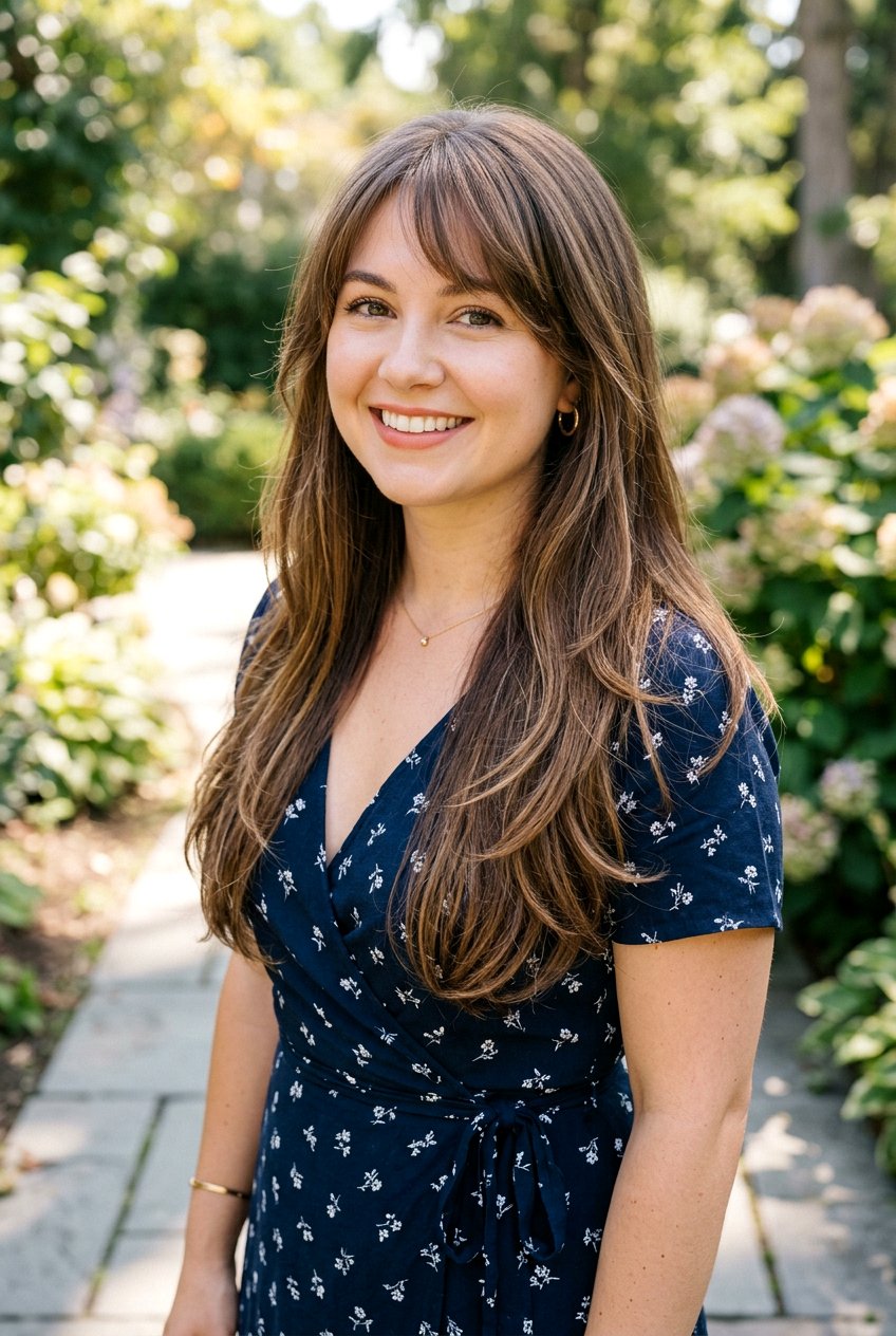 Long Layers With Wispy Bangs For Round Faces - 20 long layers with wispy bangs women - 20 long layers with wispy bangs women