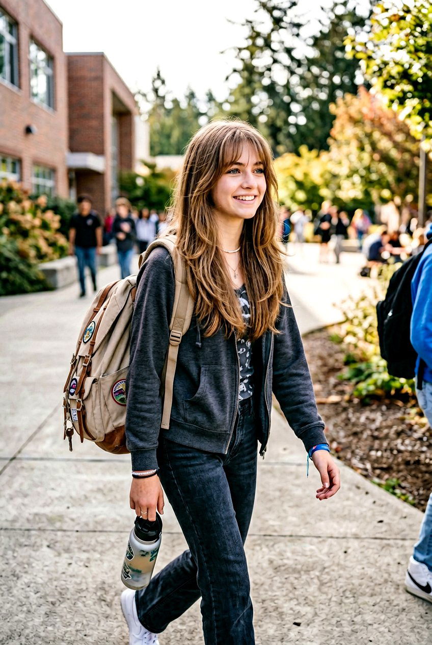 Long Layers With Wispy Curtain Bangs - 20 curtain bangs for teenage girls - 20 curtain bangs for teenage girls