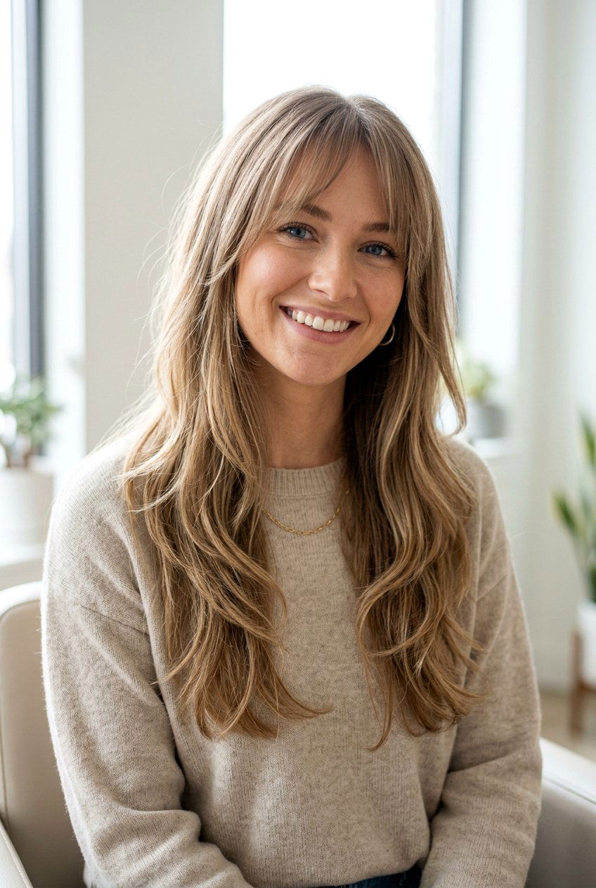 Long Layers With Wispy Fringe - 20 wispy bangs for fine hair - 20 wispy bangs for fine hair