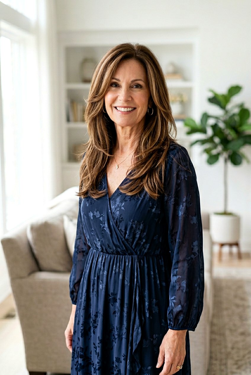 Long Layers with Face Framing Pieces - 20 youthful hairstyles for women over 60 - 20 youthful hairstyles for women over 60