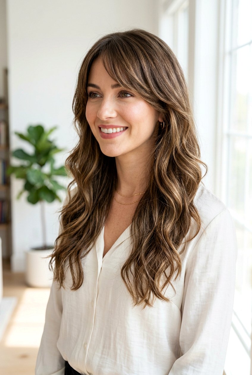 Long Layers with Side Swept Bangs - 20 salon haircut ideas for long hair - 20 salon haircut ideas for long hair