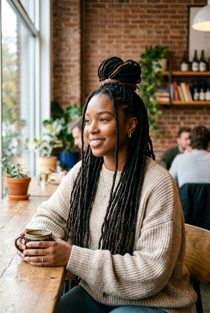 Long Locs Half Up Half Down - 20 long loc styles for women - 20 long loc styles for women