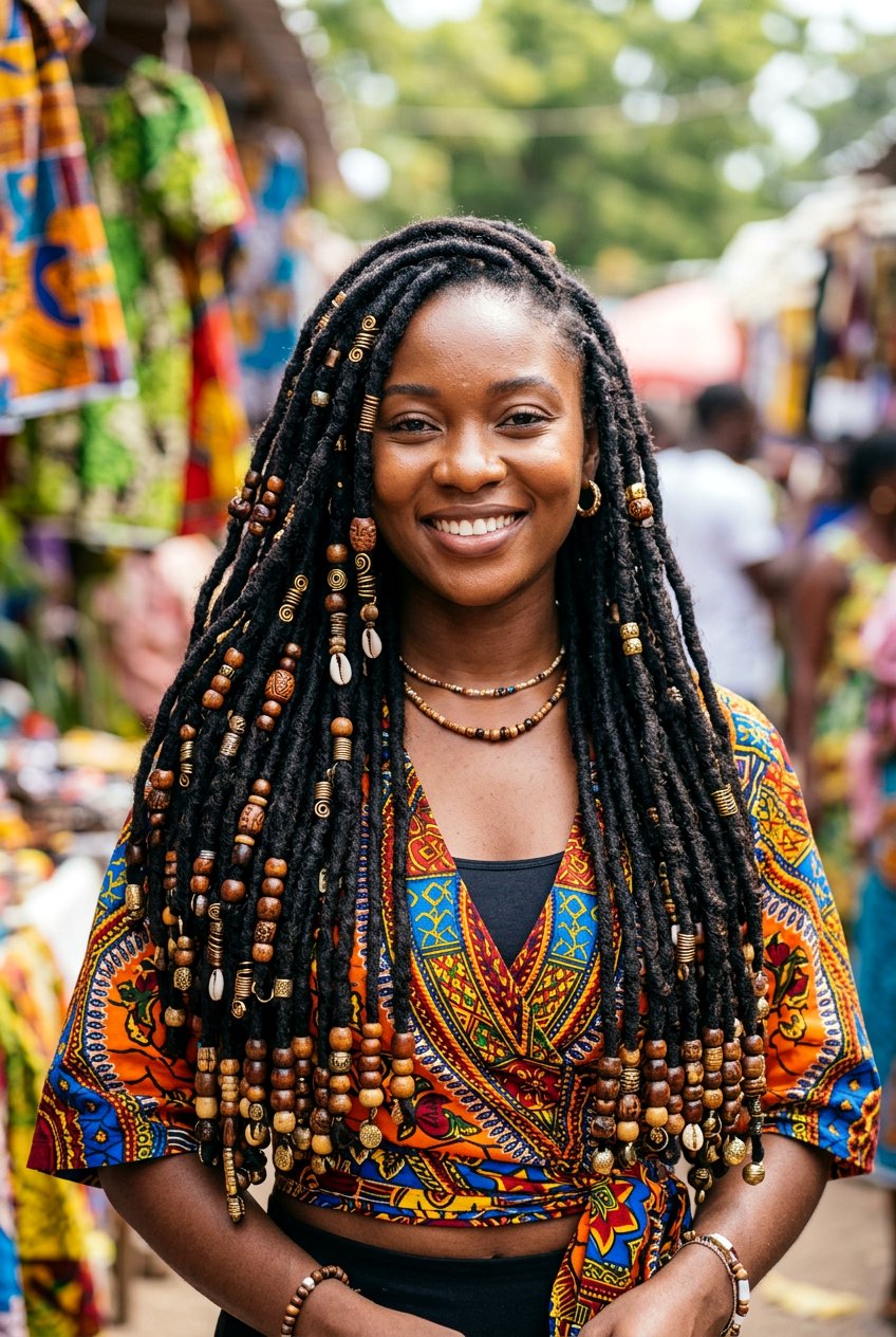 Long Locs With Beads - 20 long loc styles for women - 20 long loc styles for women