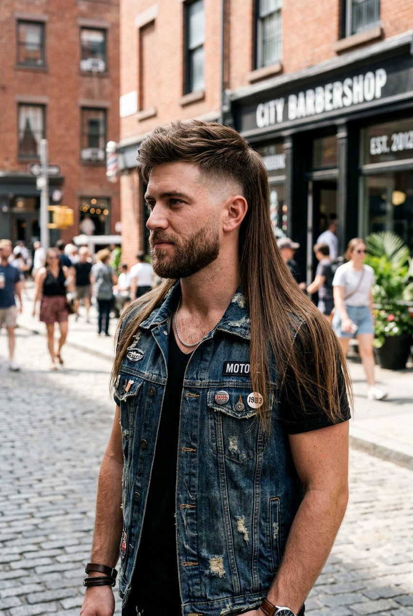 Long Mullet Fade - 20 mullet fade for straight hair men - 20 mullet fade for straight hair men