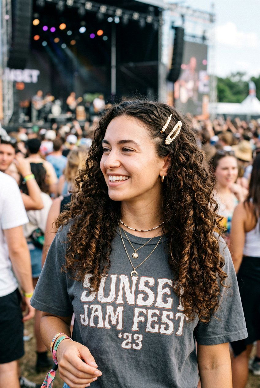 Long Natural Curls Concert Hairstyle - 20 concert hairstyles for long hair - 20 concert hairstyles for long hair