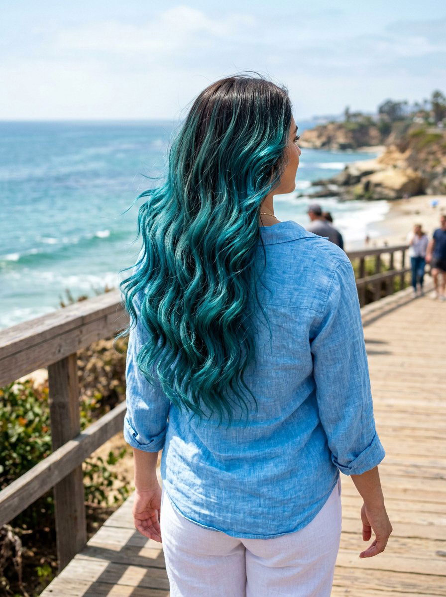 Long Ocean Teal Balayage - 20 ocean teal balayage - 20 ocean teal balayage