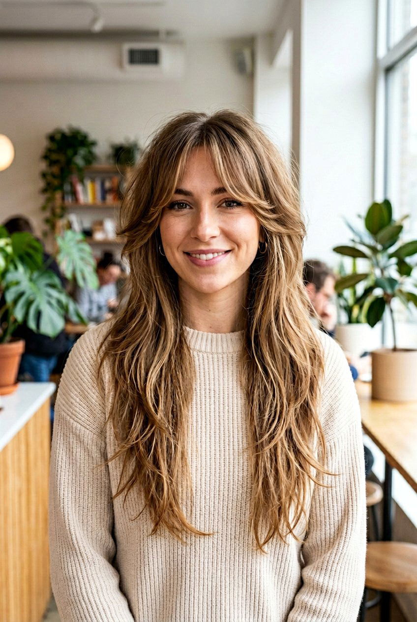 Long Octopus Haircut With Curtain Bangs - 20 octopus haircut for long hair - 20 octopus haircut for long hair