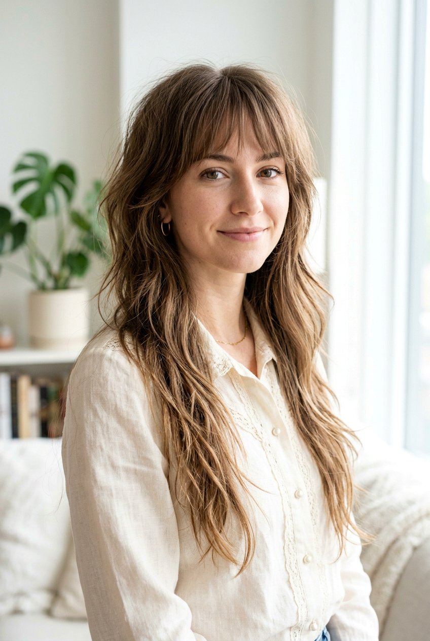 Long Octopus Haircut With Wispy Bangs - 20 octopus haircut for long hair - 20 octopus haircut for long hair