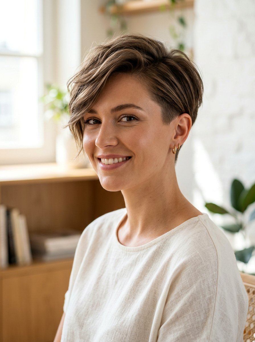 Long Pixie Haircut - 20 haircut to fix shelf layers - 20 haircut to fix shelf layers