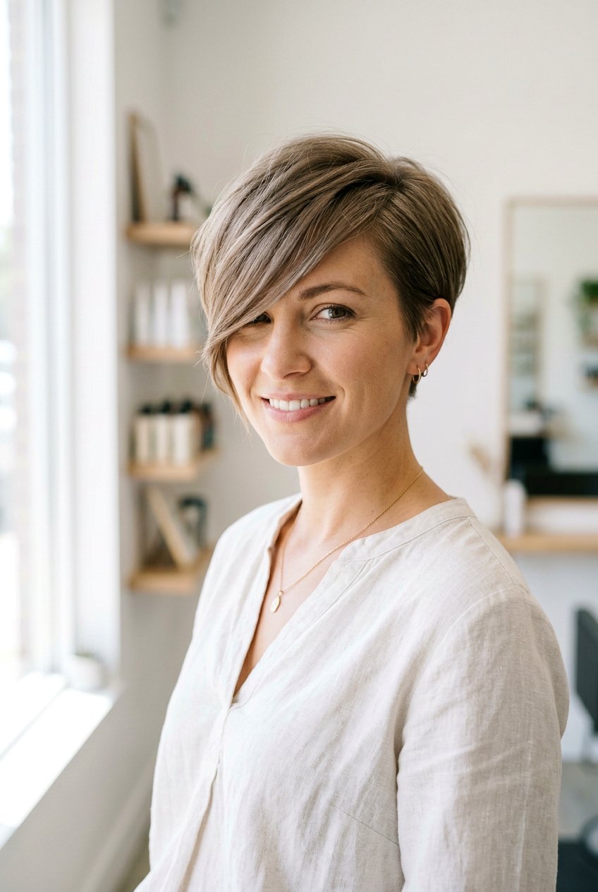 Long Pixie Haircut With Side Bang - 20 cute short haircuts for women - 20 cute short haircuts for women
