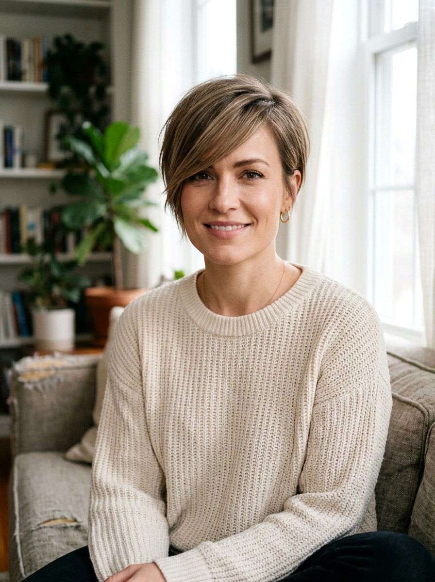 Long Pixie With Side Bangs - 20 short haircut for square face women