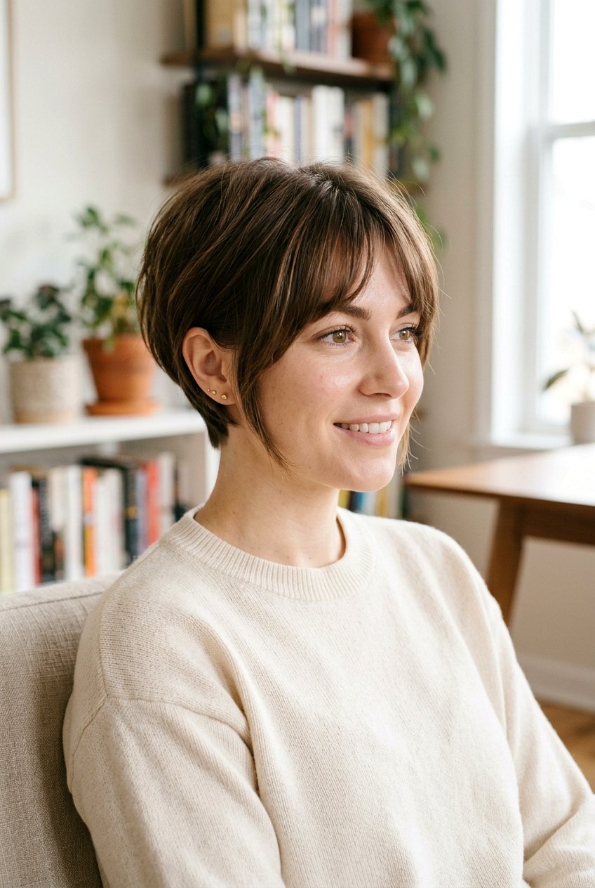 Long Pixie With Soft Curtain Fringe - 20 pixie with curtain bangs - 20 pixie with curtain bangs