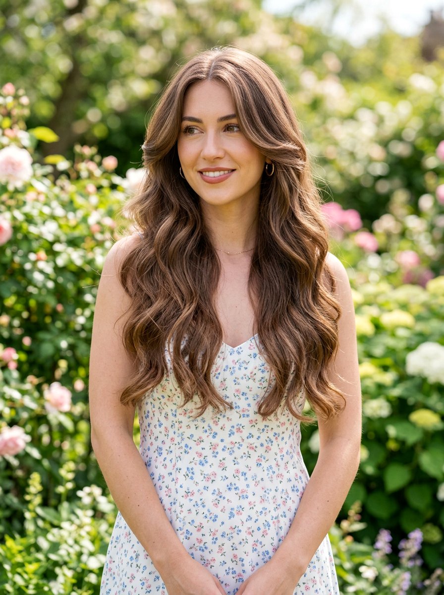 Long Romantic Waves With Face Framing Layers - 20 romantic wavy haircut for long hair - 20 romantic wavy haircut for long hair