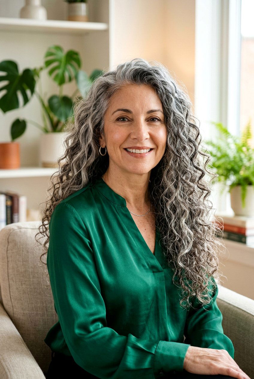 Long Salt And Pepper Curls - 20 natural gray curly hairstyles - 20 natural gray curly hairstyles