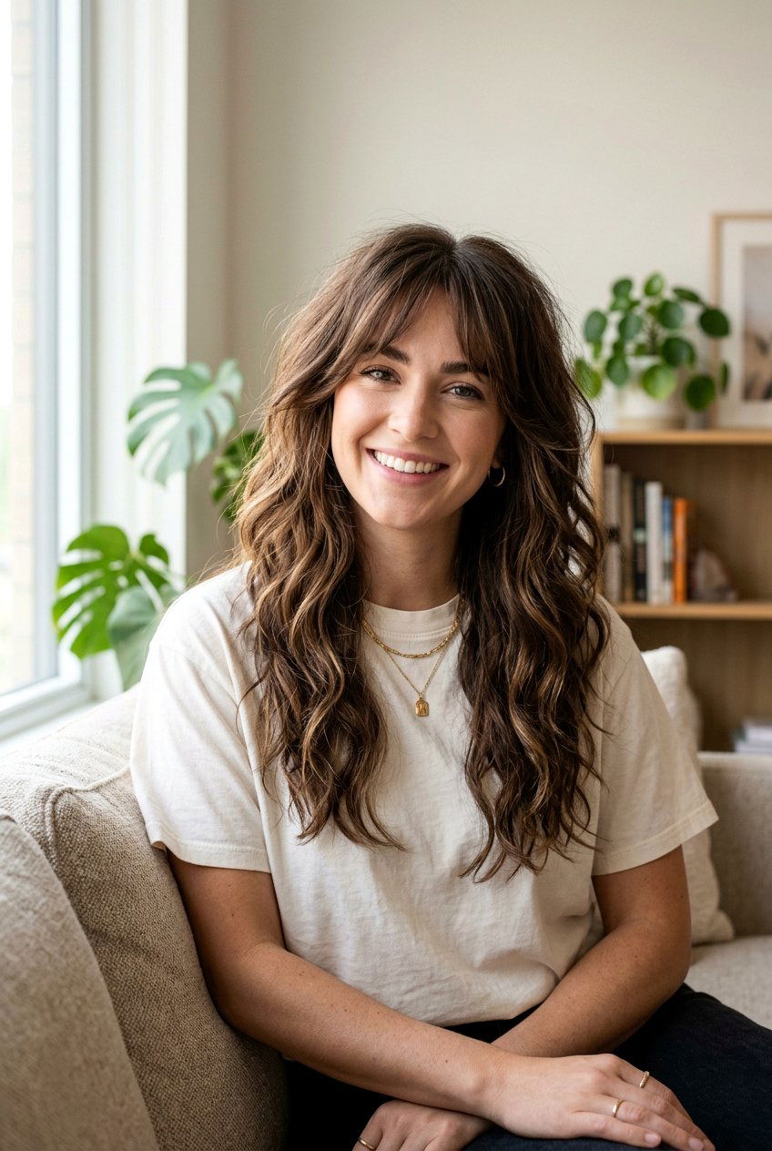 Long Shag Haircut With Airy Curtain Bangs - 20 long haircut with airy curtain bangs - 20 long haircut with airy curtain bangs