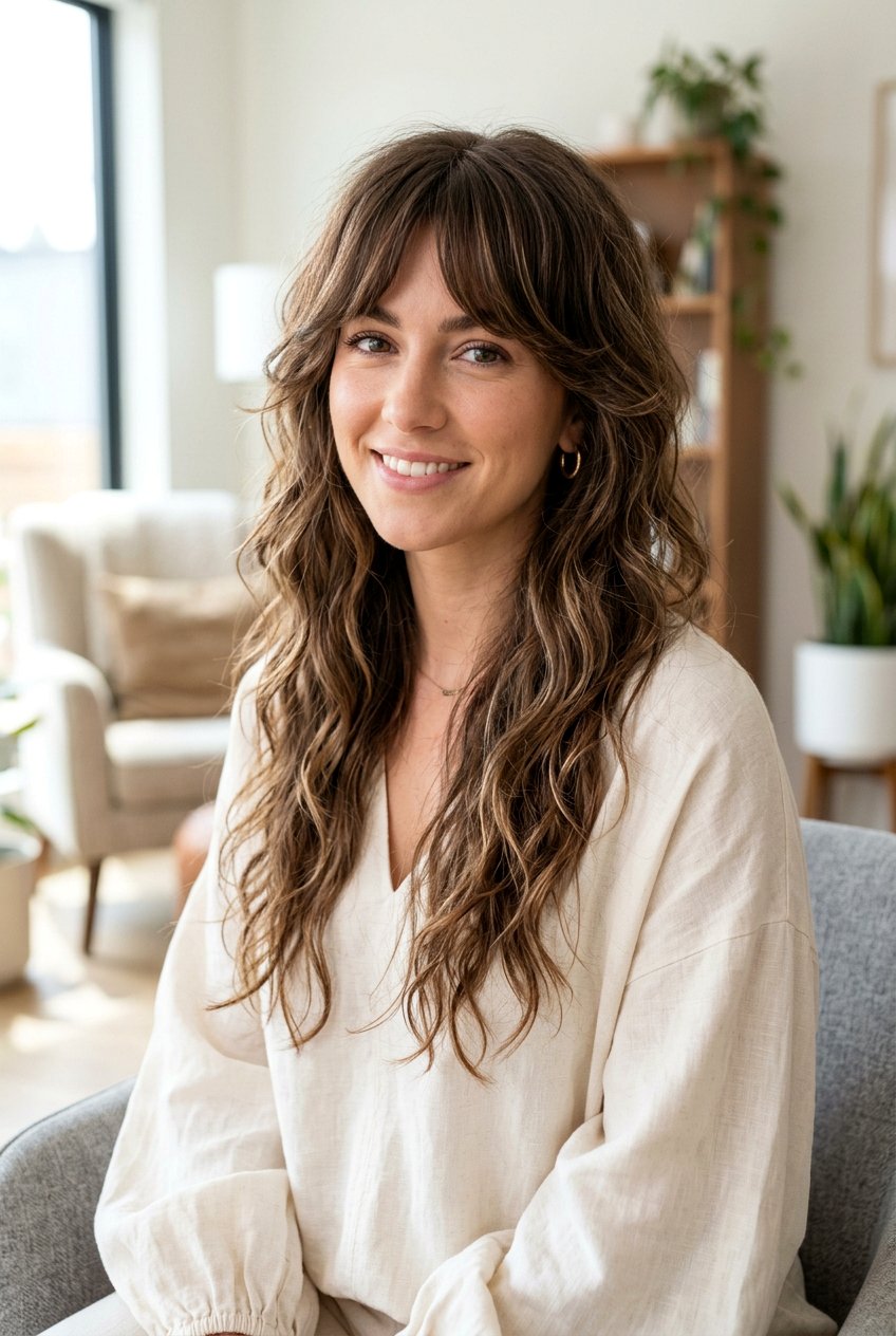 Long Shag Haircut With Bottleneck Bangs - 20 shag haircut with bottleneck bangs - 20 shag haircut with bottleneck bangs