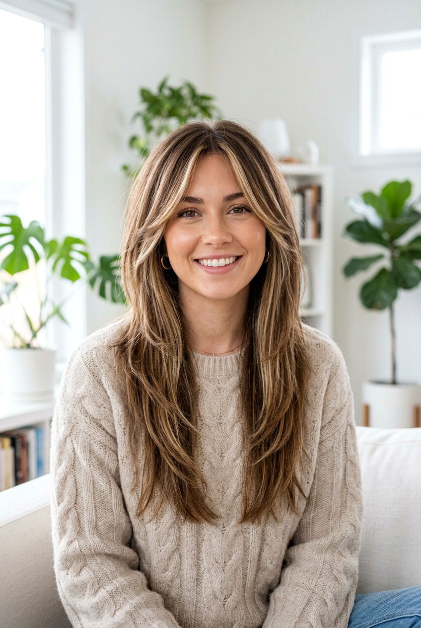 Long Shag Haircut With Face Framing Highlights - 20 long shag for straight hair women - 20 long shag for straight hair women