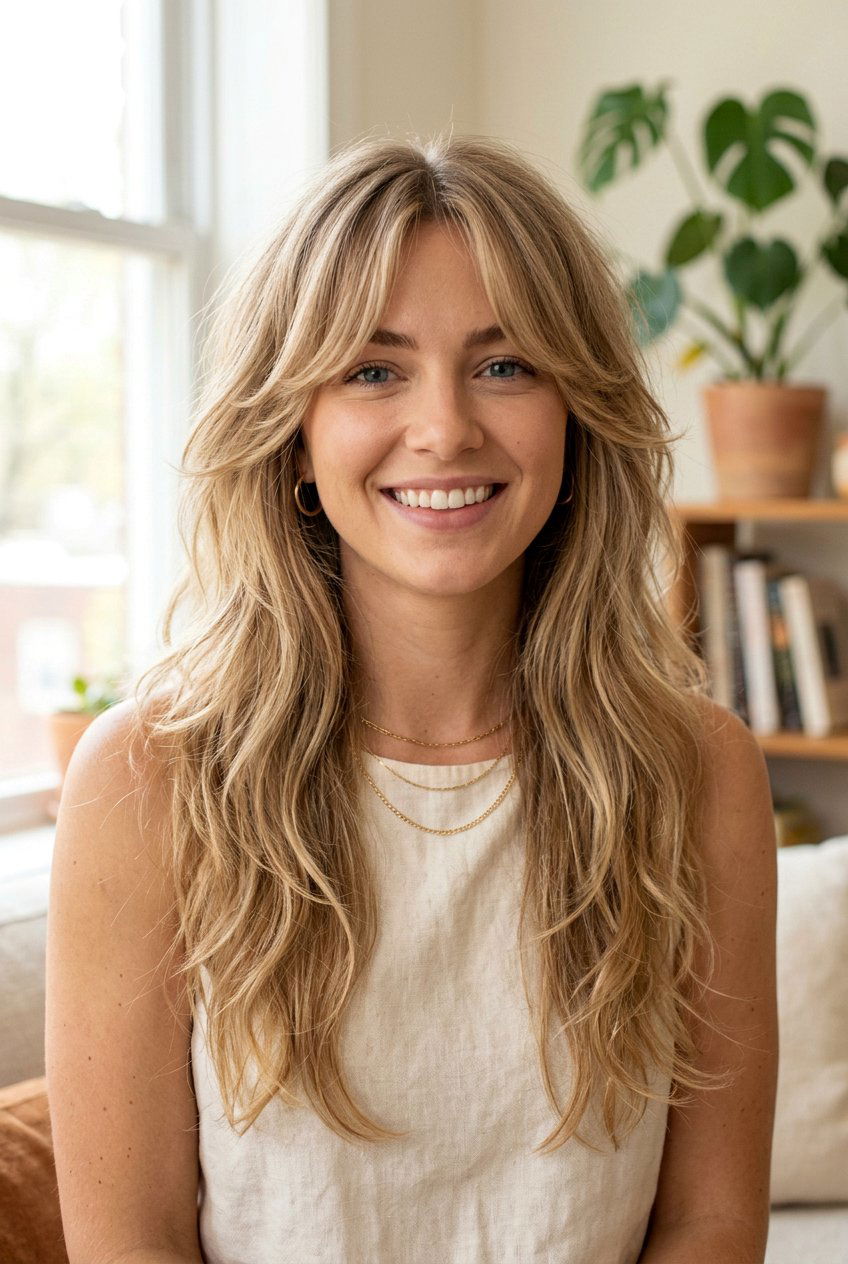 Long Shag With Curtain Bangs - 20 long shag haircut - 20 long shag haircut