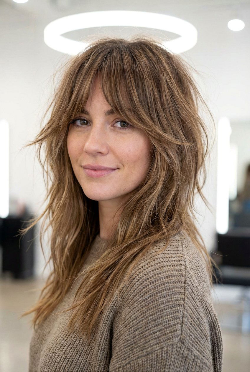 Long Shag With Curtain Bangs - 20 shaggy hairstyles for women - 20 shaggy hairstyles for women