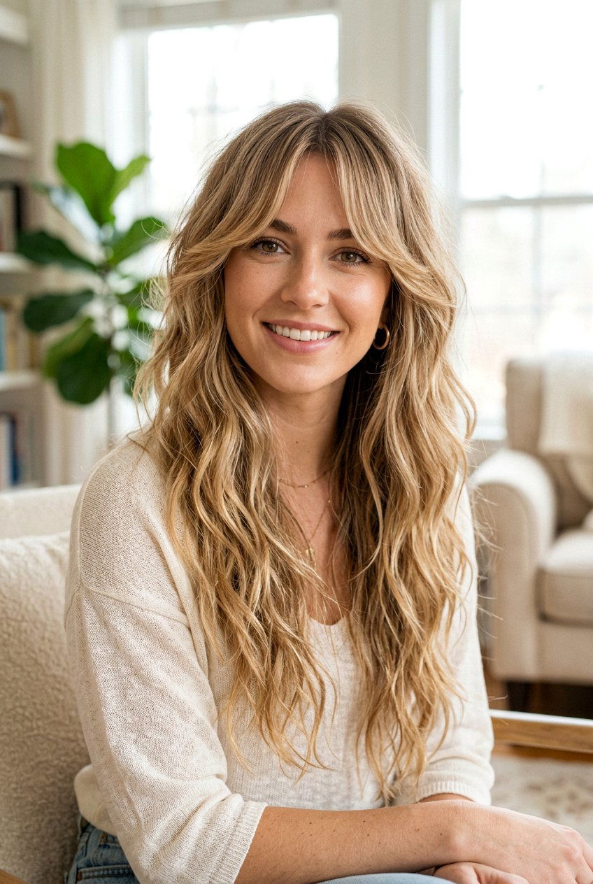 Long Shag With Curtain Bangs - 20 long haircut for thin fine hair - 20 long haircut for thin fine hair