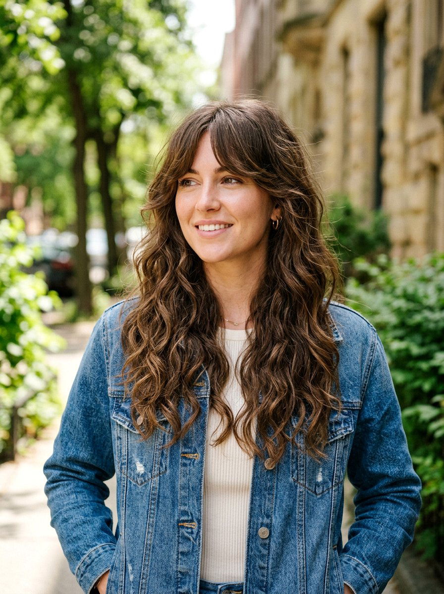 Long Shag With Curtain Bangs - 20 shag haircut for thick wavy hair women - 20 shag haircut for thick wavy hair women