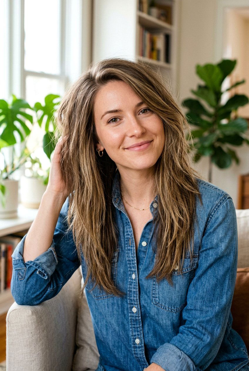 Long Shag With Off Center Part - 20 long shag for straight hair women - 20 long shag for straight hair women